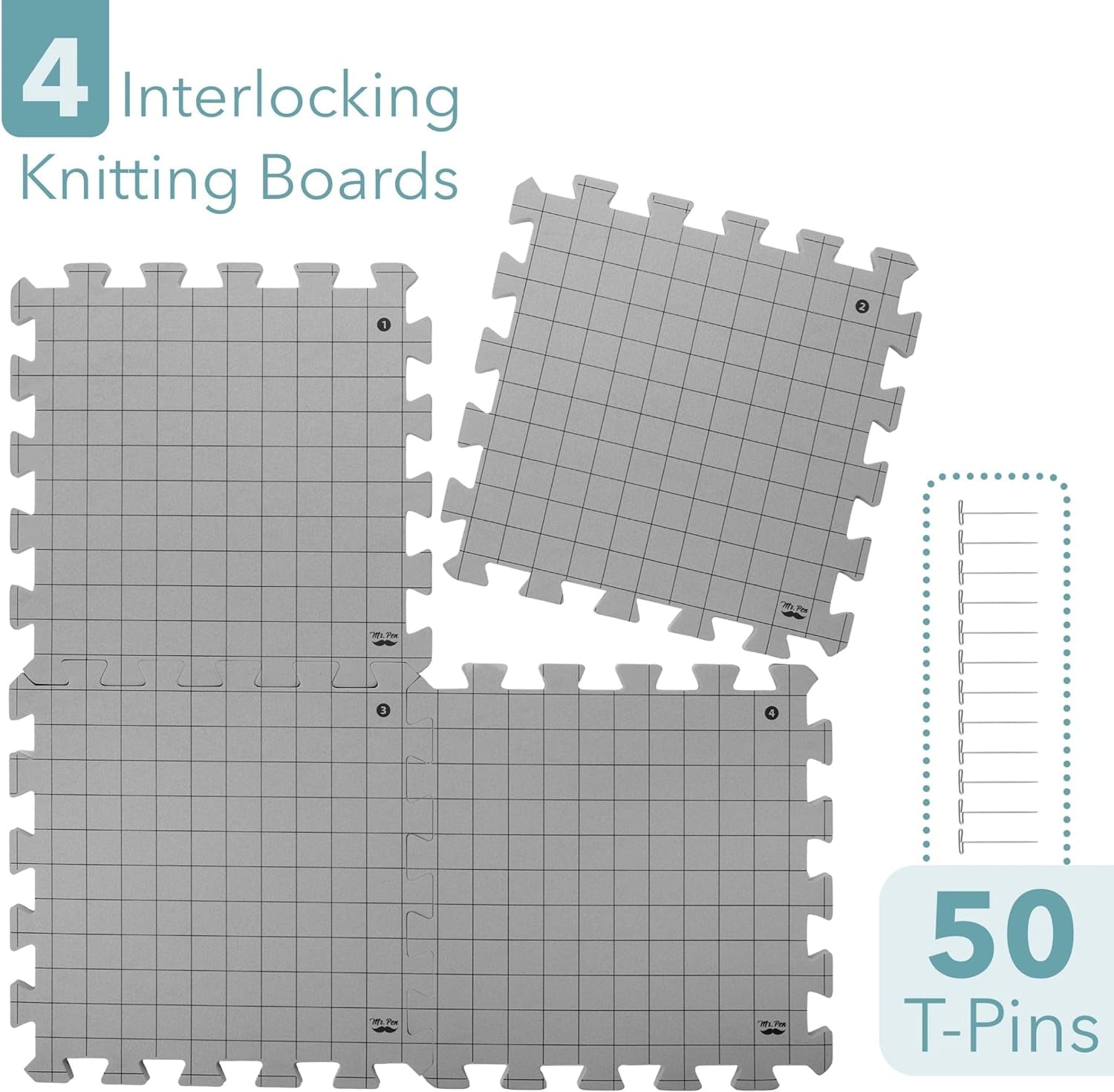 - Interlocking Blocking Mats, 12”X12”, 4 Pack, Blocking Mats for Knitting & Crochet Projects with 50 T-Pins, Knitting Blocking Mats and Pins, Crochet Blocking Board for Crocheting
