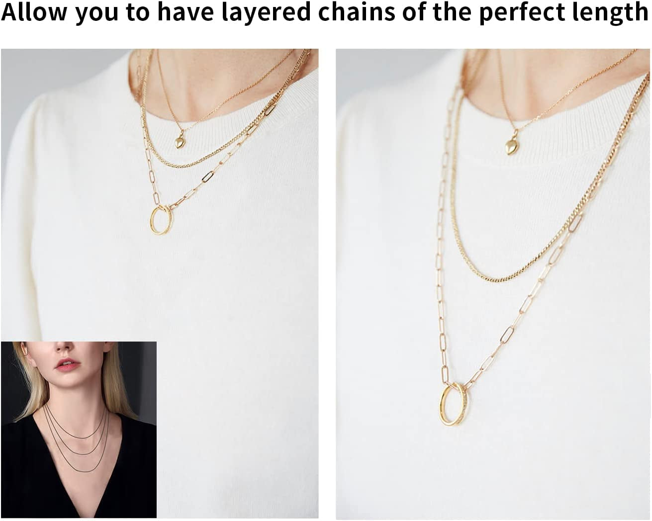 Gold Necklace Extender,925 Sterling Silver Durable Chain Extenders,Necklace Bracelet Anklet Jewelry Extension for Women (1 2 3 Inch)