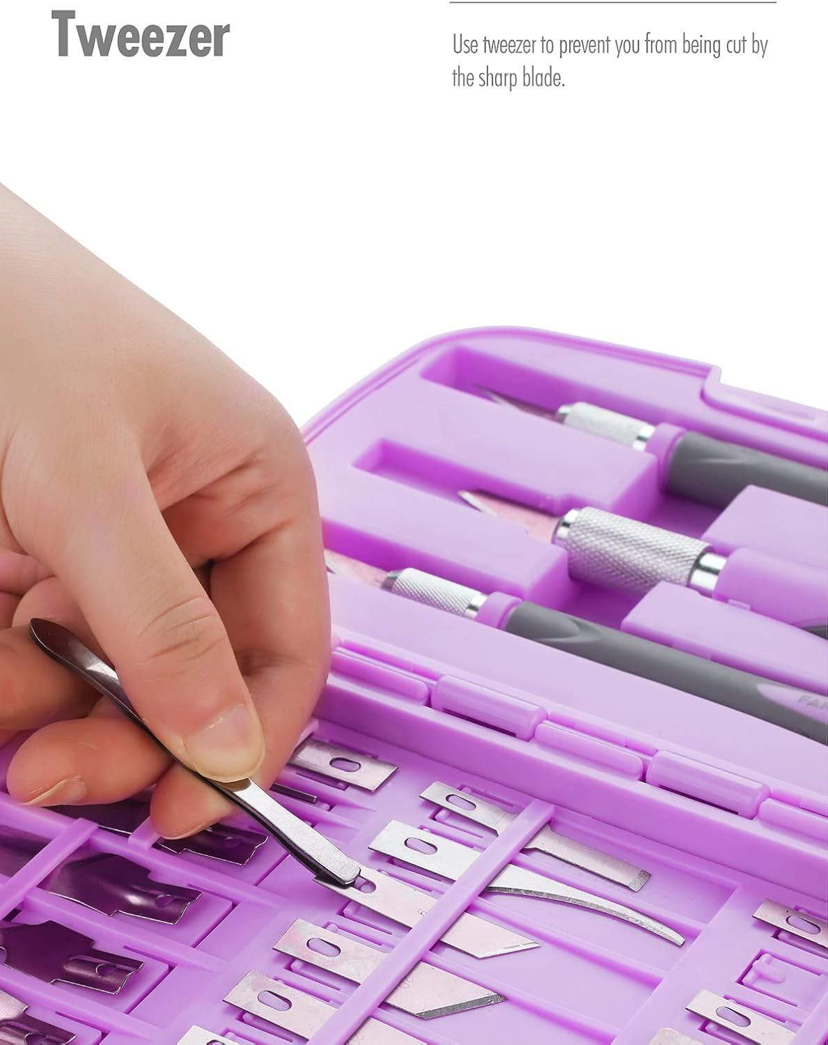 Craft Knife Precision Cutter Hobby Knife Blades Set (30Pcs) for Art Work, Scrapbooking, Stencil, Architecture Modeling, Wood Leather Working (Purple)