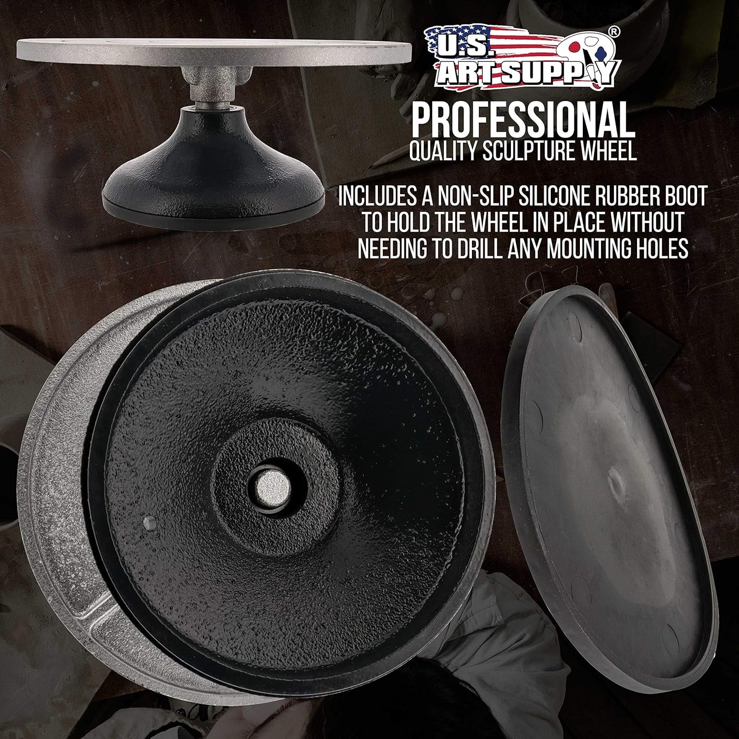 Large 12" Diameter Sculpting Wheel- Heavy Duty All Metal Construction & Turntable with Ball Bearings