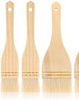 Flat Hake Brushes Hake Paint Brush Artist Painting Brushes Set Sheep Hair Bristles Wash Brush for Watercolor, Wash, Ceramic and Pottery Painting, 1 Inch, 2 Inch, 3 Inch (6)