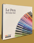 Uchida Le Pens Multicolor Set - 36 Colors Complete Set - Le Pen Pens for Journaling - Smudge Proof Fine Pens for Writing, Drawing - 0.3 Fine Line Lepen Pen Set