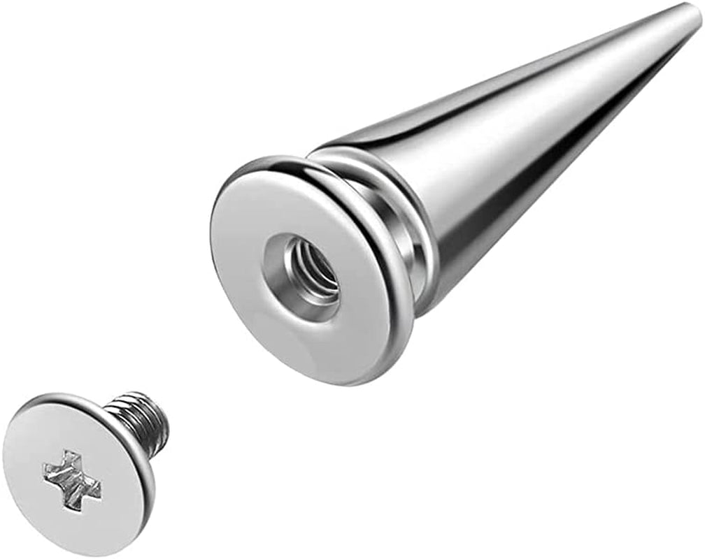 200 Sets Silver Cone Spikes Multiple Sizes Screw Back Studs Punk Rock Bullet Rivets for DIY Clothing Leather Craft