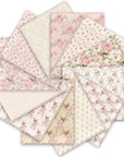 12Pcs Spring Cotton Fabric Bundles 18 X 22 Inch Retro Floral Printed Fat Quarters Pink Flower Quilting Patchwork Squares Sewing Fabrics for DIY Handmade Crafting Home Party Decor