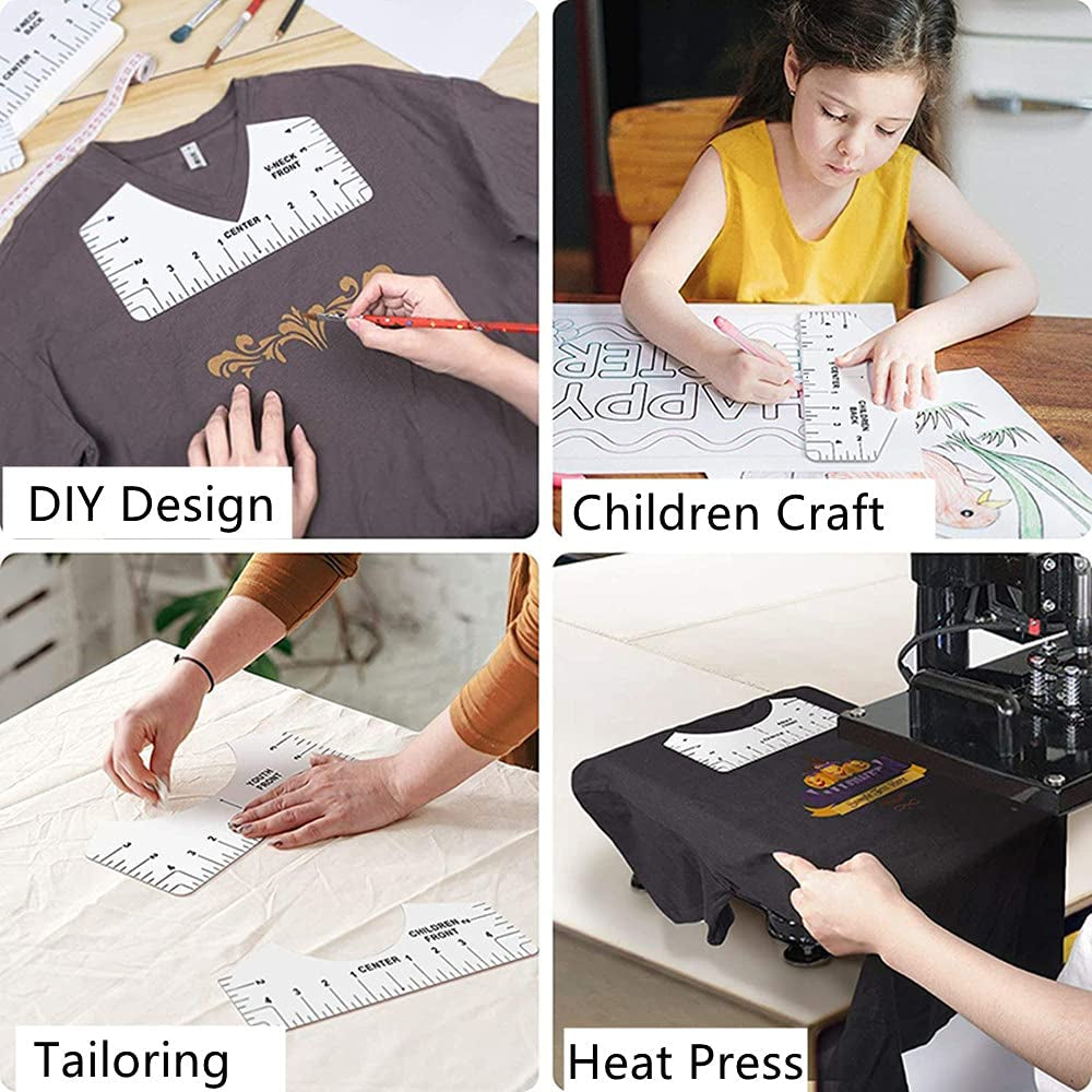 Tshirt Ruler Teflon Sheets Heat Tape,3 Teflon Sheets for Heat Press,8 Tshirt Ruler Guide for Vinyl Alignment,1 Heat Resistant Tape