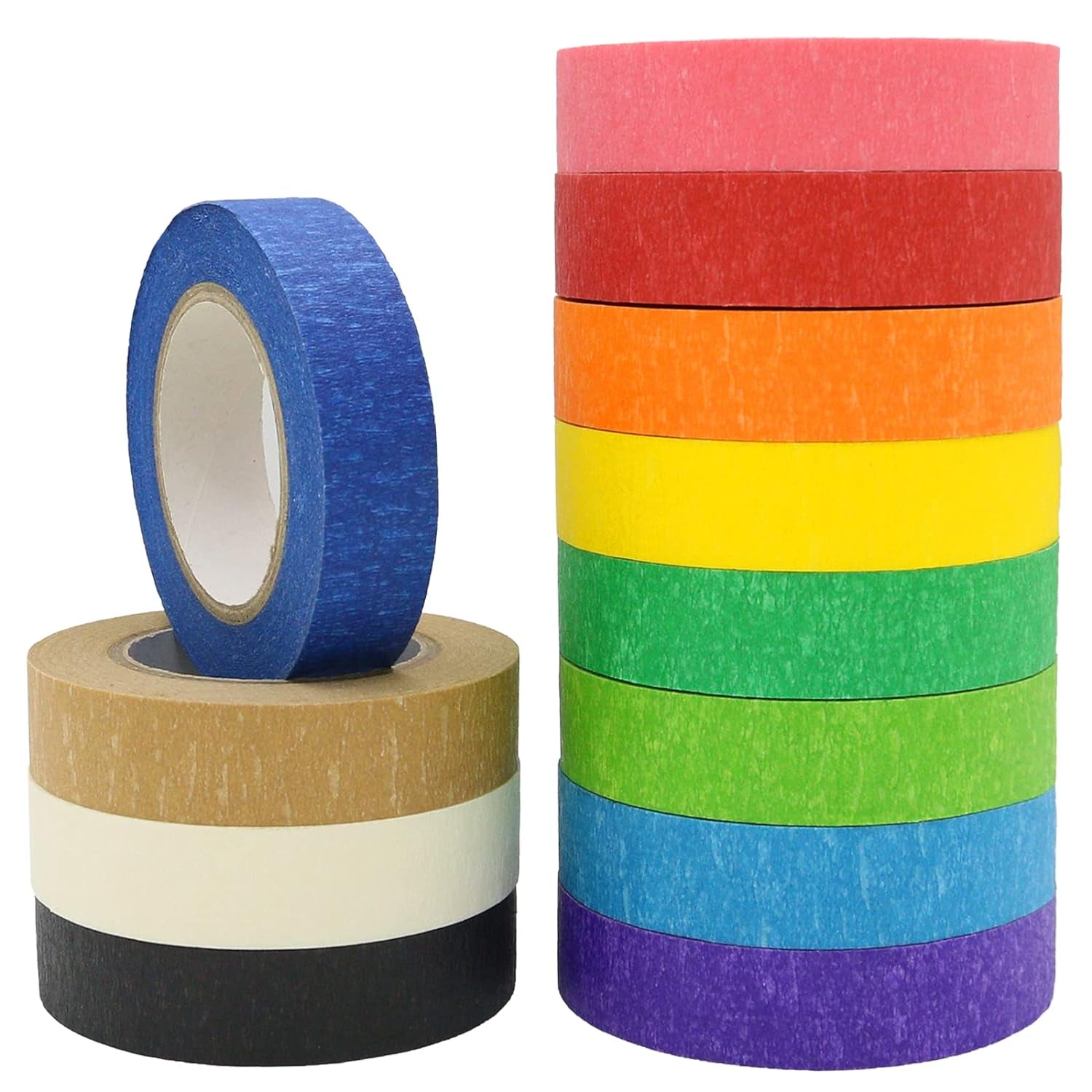 12 Rolls Colored Masking Tape 16 Yard per Roll, Rainbow Colors Painting Tape, Painters Tape, Craft Tape, Labeling Tape, Paper Tape for Bullet Journals, Party Decorations, DIY Craft
