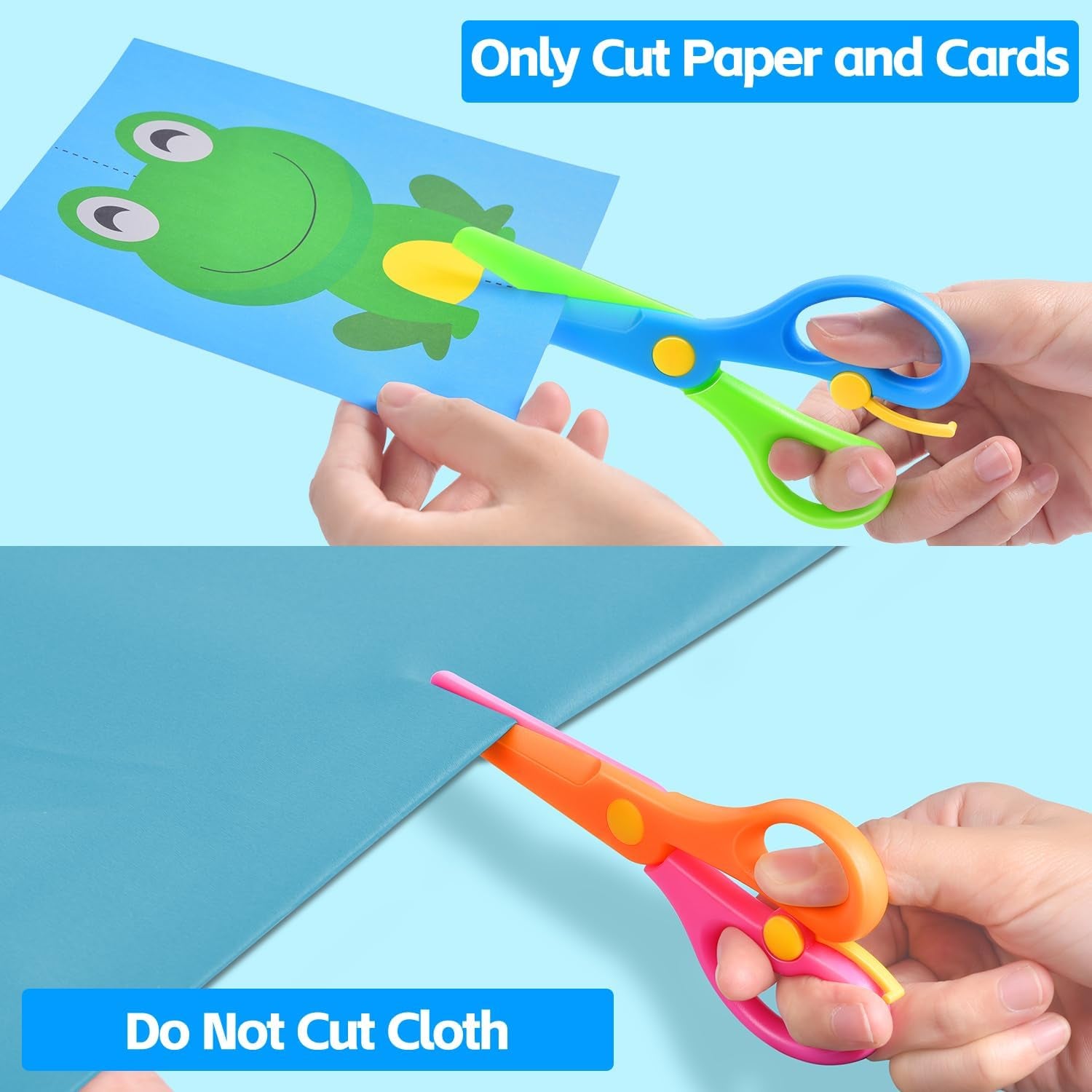 Kids Scissors,  Toddler Scissors Children Safety Scissors for Kid Ages 2-4, Blunt Tip Preschool Training Scissors Color Blocking Art Craft Scissors, 3Pcs