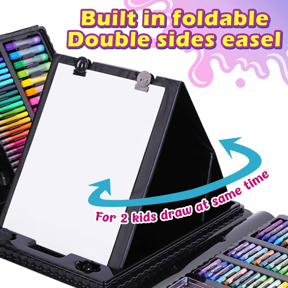 Drawing Painting Art Set for Kids - 238 Pieces Paint Makers Coloring Set School Supplies Kit Sketch Pad Easel Oil Pastels Crayons Watercolor Pencils Markers Toddler Boys Girls Age 3 4 5 6-12