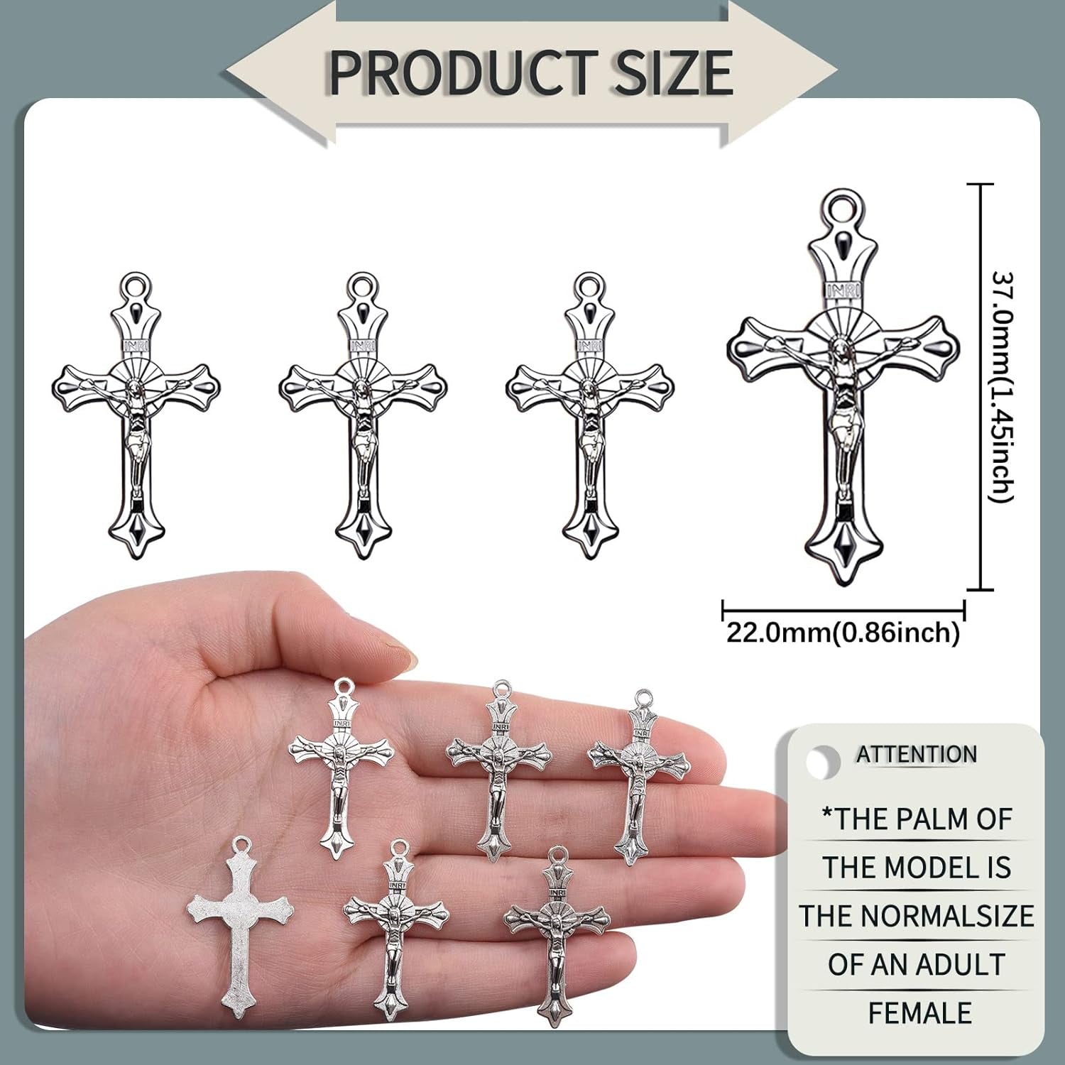 100Pcs Antique Silver Plated Cross Charms Pendant DIY Bracelets Necklace Jewelry Making Craft Wholesale 37Mmx21Mm(A282)
