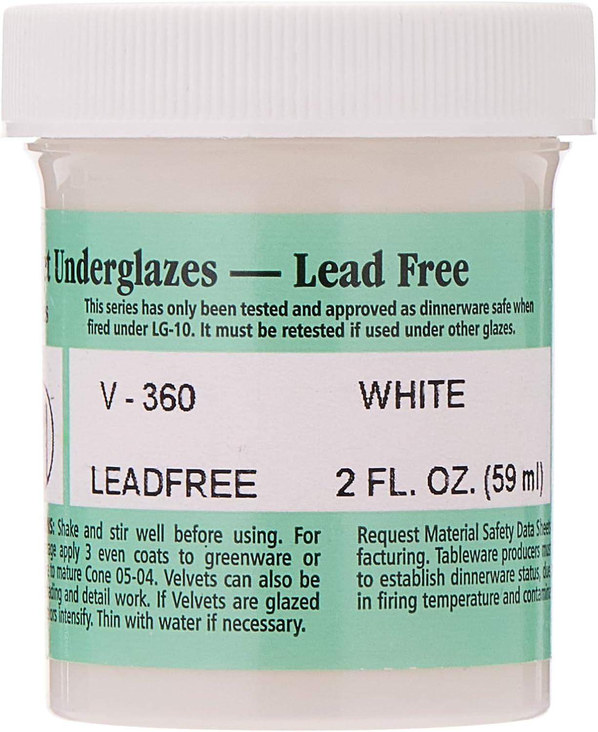 Velvet Underglaze, 2 Oz Jar, White