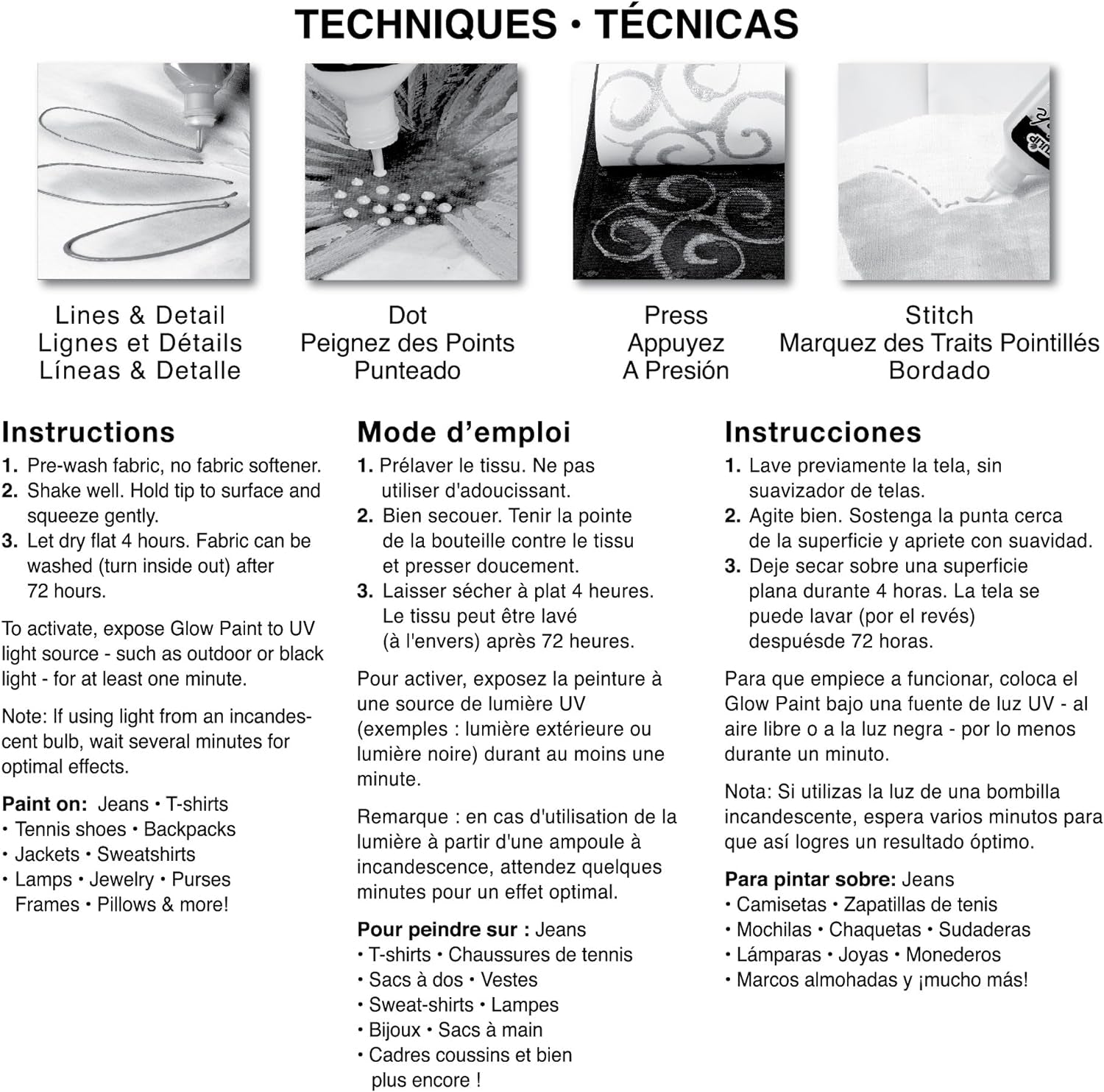 17581 Dimensional Metallic Fabric Paint, 6-Pack (Glow)