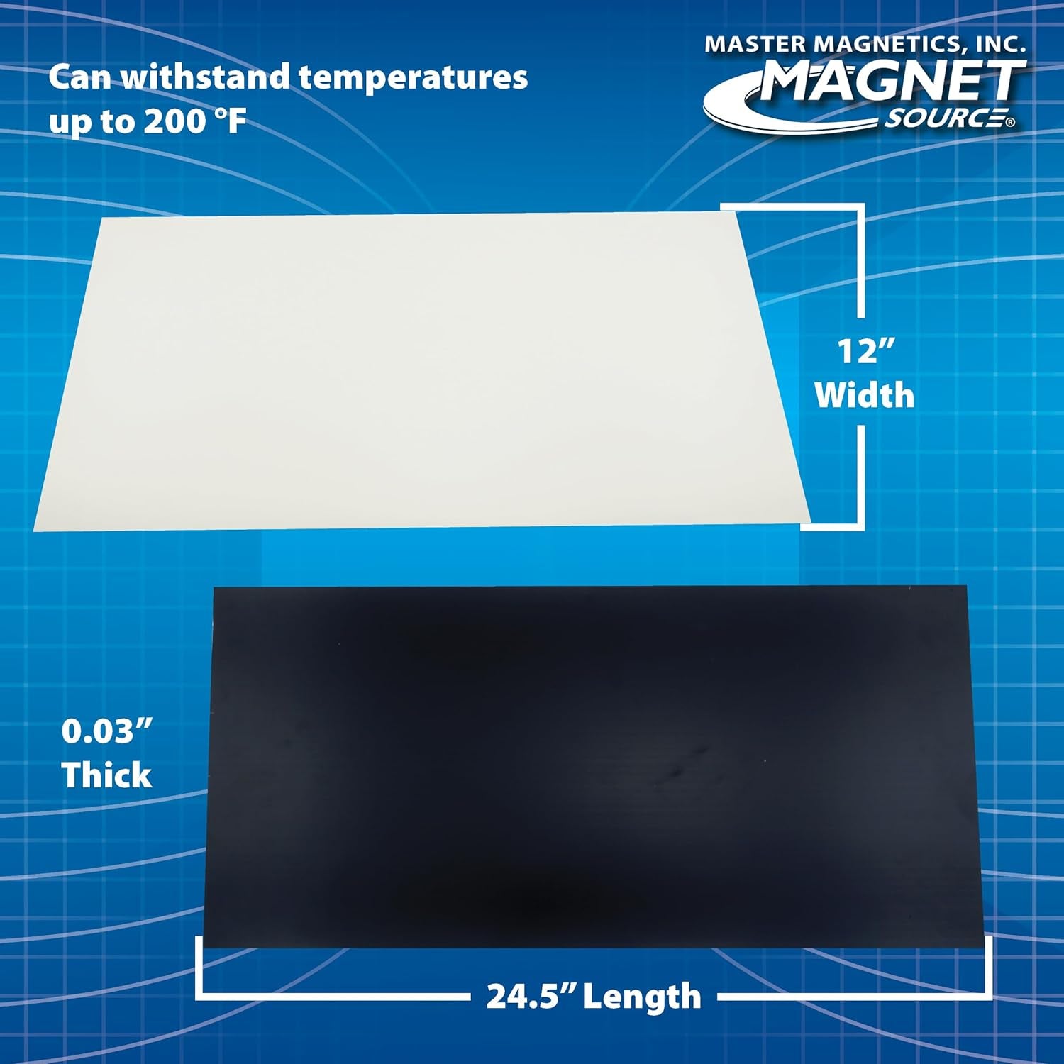 08505 Magnet Maker Flexible Magnetic Sheet - Non Adhesive, 12" Wide, 24.5" Long, White Vinyl Front