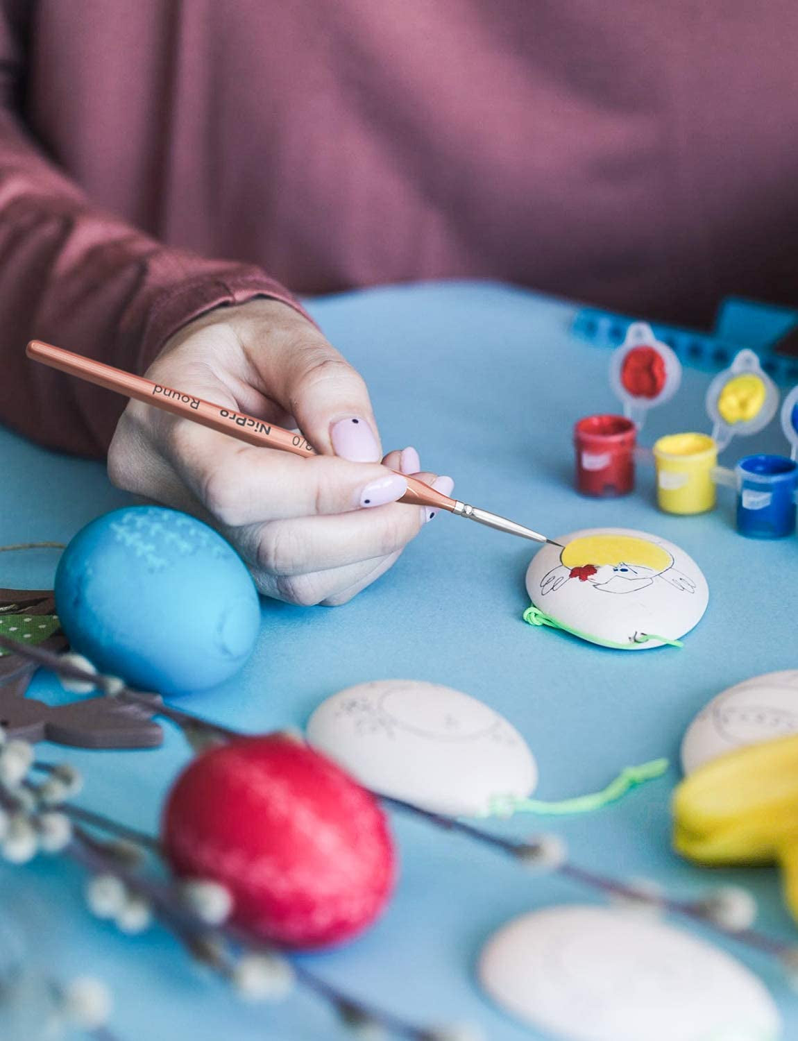 Detail Paint Brushes 5 PCS Extra Fine Tip 000 Professional Miniature Painting Artist Set round 3/0 for Micro Watercolor Oil Acrylic Craft Models Rock Army Paint by Number for Adult