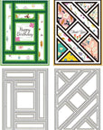 Splicing Rectangular Background Board Cutting Dies for Card Making Frame Background Die Cuts Carbon Steel Embossing Stencils Template for DIY Scrapbooking Album Craft Decor