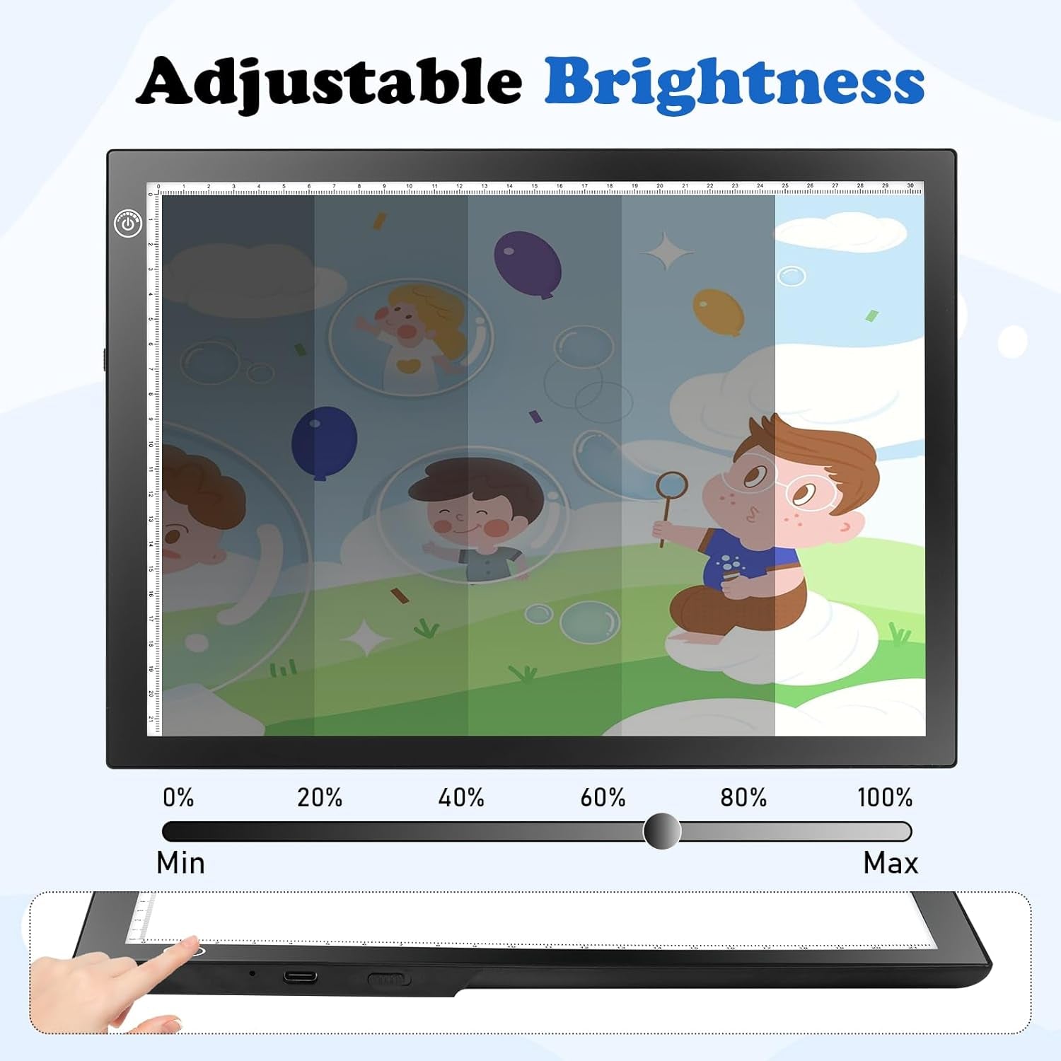A4 Rechargeable Light Pad, Portable LED Light up Box Ultra-Thin Dimmable Battery Powered Bright Copy Board for Weeding Vinyl, Sketching,Drawing,Tracing and Diamond Art