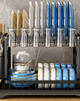 2-Tier Dish Rack with Drainboard & Utensil Holder