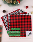 Buffalo Plaid Permanent Adhesive Vinyl-6 Sheets 12"X12" Buffalo Plaid Vinyl & 2 Sheets Transfer Tape, Permanent Vinyl for Cricut Machine, Pattern Vinyl for Christmas