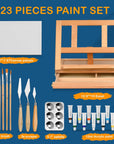 Tabletop Art Easel Acrylic Paint Set for Adults & Kids, Art Easel for Painting Portable Wooden Art Easel Stand,Painting Kits with Tabletop Easel,12 Paints,6 Brushes,3 Paint Knives,Palette,Canvas Board