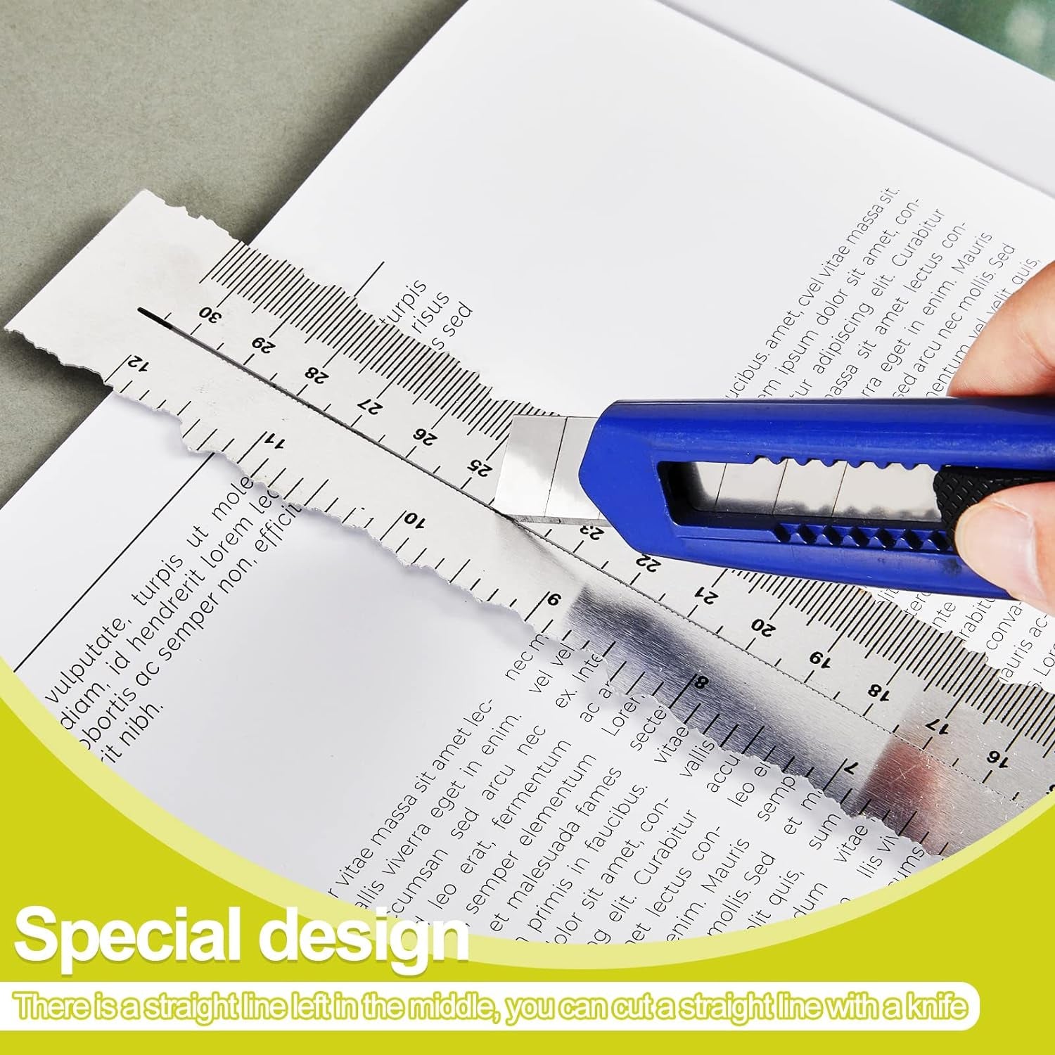 7 Pcs Metal Paper Tearing Ruler Deckle Edge Ruler Craft Ruler Stainless Steel Paper Cut Tool 12 Inch Irregular Edges Ruler Measurements Tool with 2 Watercolor Pen for Craft School Scrapbook
