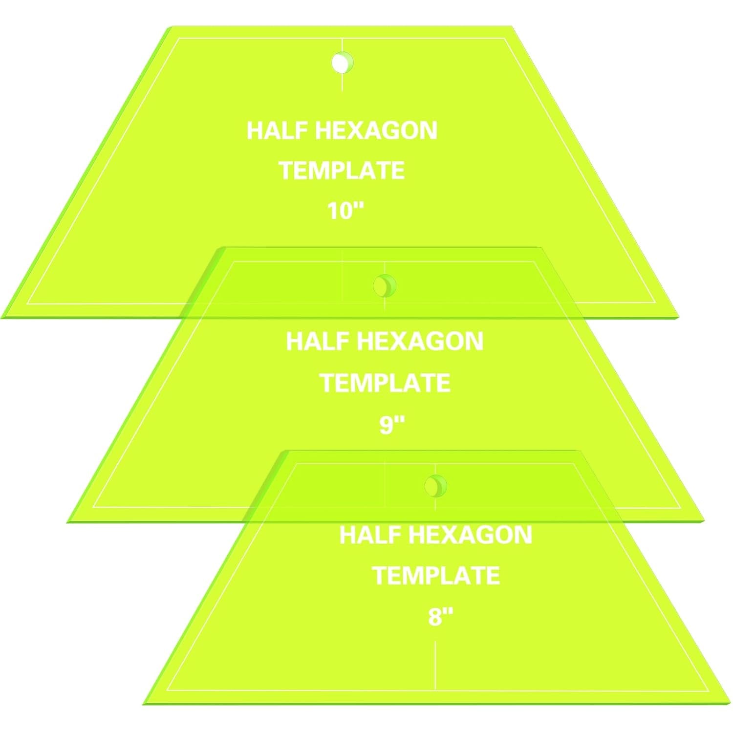 3 Pcs Half Hexagon Quilting Template Acrylic Quilting Template Ruler 8 9 10 Inch Quilt Rulers for Quilting and Sewing Layer Cake Patchwork Quilt Supplies for Cutting Patterns DIY Craft (Green)