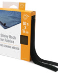 Sticky Back for Fabrics, 10 Ft Bulk Roll No Sew Tape with Adhesive, Cut Strips to Length Peel and Stick Bond to Clothing for Hemming Replace Zippers and Snaps, Black