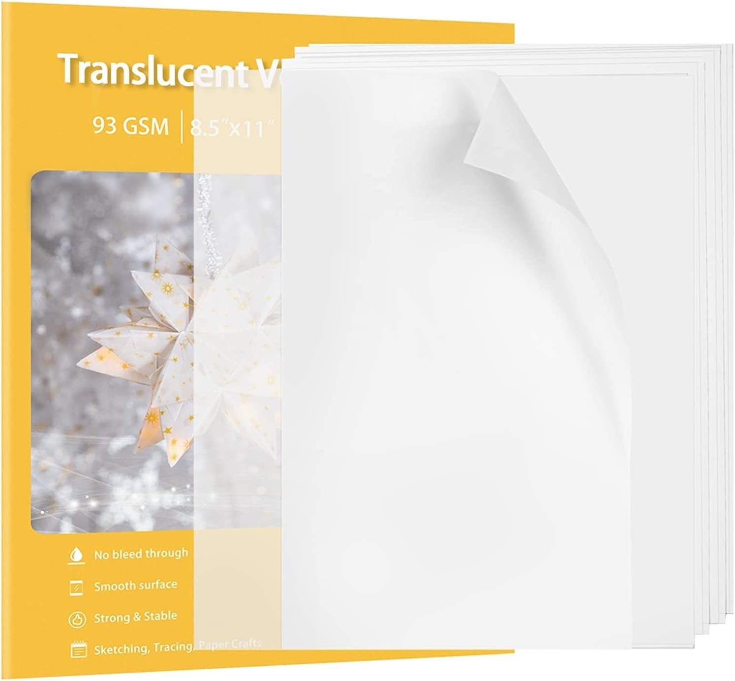 Vellum Paper Translucent Printable 110 Sheets 8.5X11 Inches for Wedding Invitations,Scrapbook Project (8.5X11 Inches, 93GSM/63LBS)