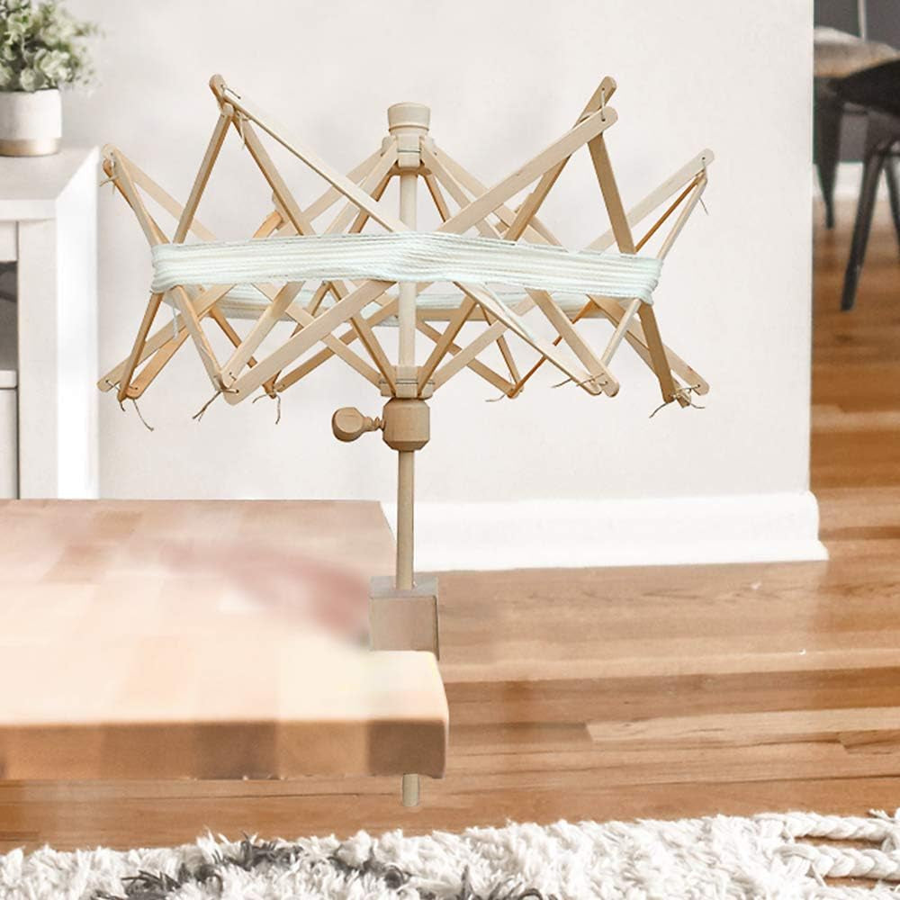 Wooden Umbrella Swift Yarn Winder - Knitting Umbrella 24" Swift Yarn Winder Holder, 1Pcs Swift Yarn Winder