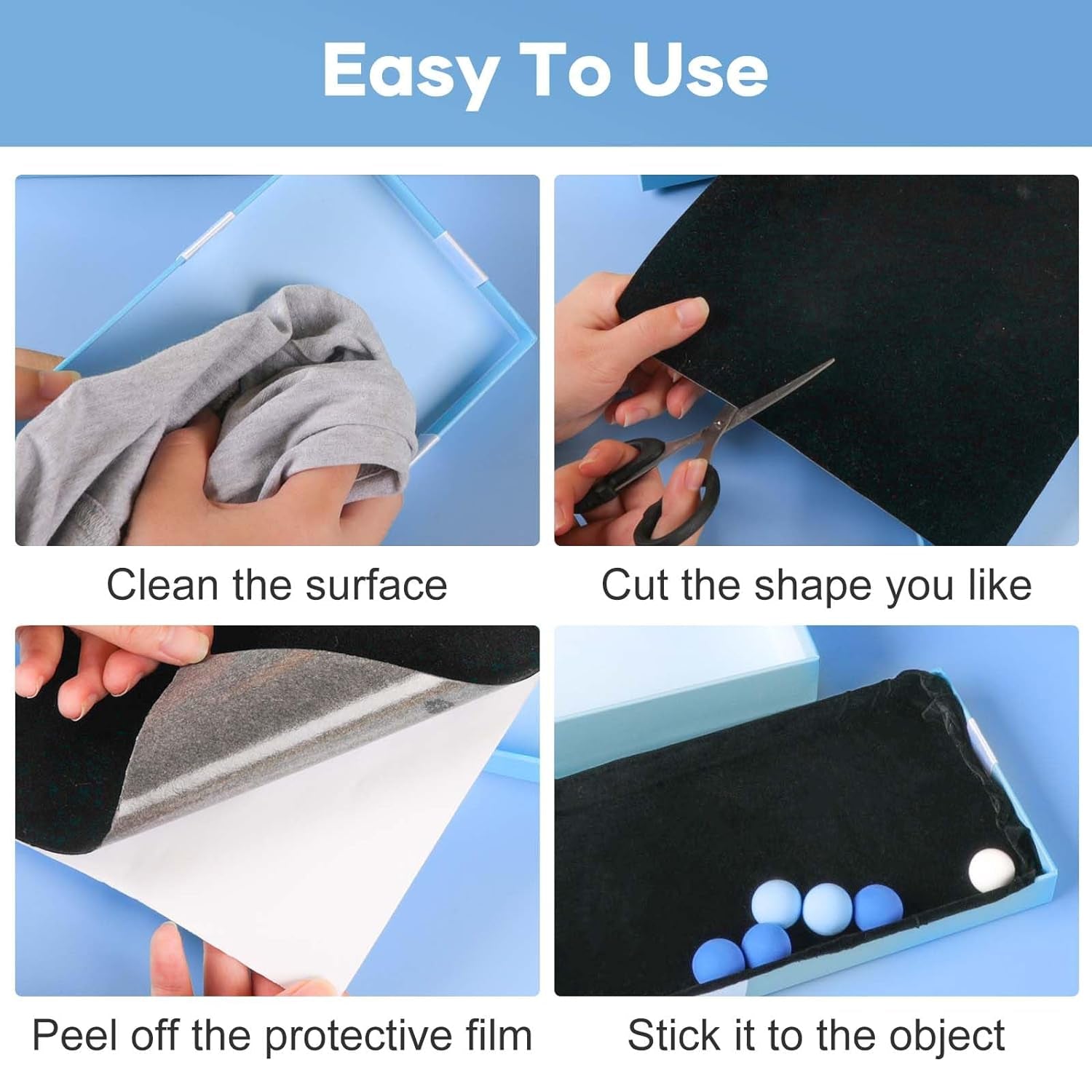 Black Felt Fabric - 10Pcs Self Adhesive Felt Sheets with Adhesive Backing, Soft Black Velvet Felt Drawer Liner for Art &amp; Crafts, Jewelry Box Felt Liner(8.3" X 11.8")