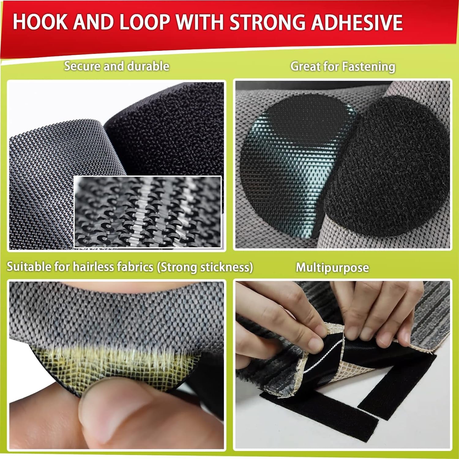 72 Sets Hook and Loop Tape for Remote, Picture, Curtain,Office School Organization,Double-Sided Tape for Couch Cushions, Rugs, Mattress,Various Shapes,Usage