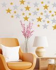 Glitter Star Foam Stickers - Sparkly Gold and Silver,Self Adhesive for Kids Crafts - Large & Small Sticky Stars Shape Pack of 208 PCS.
