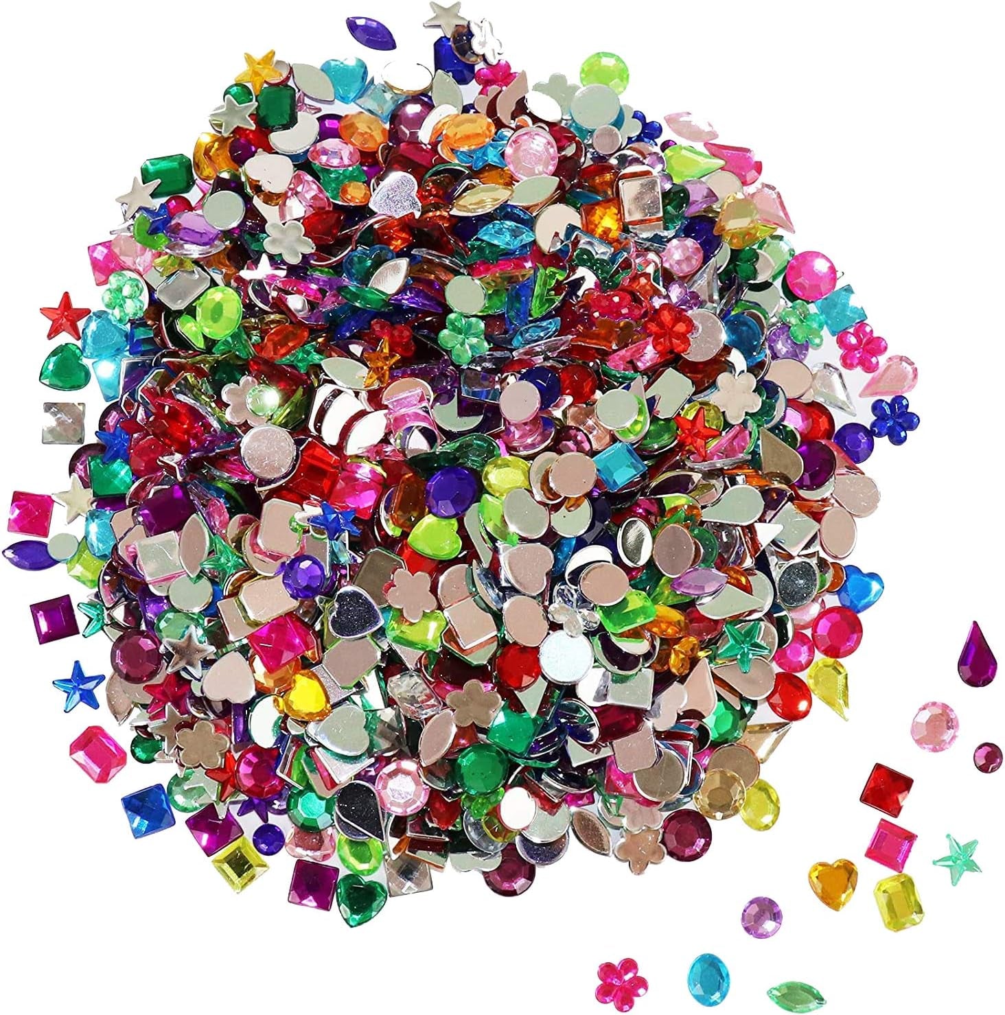 1200 Pcs Acrylic Flatback Rhinestones,12 Different Shape Gems for DIY Craft Jewels Gemstone Wedding Birthday Decoration (6-13Mm) (Acrylic)