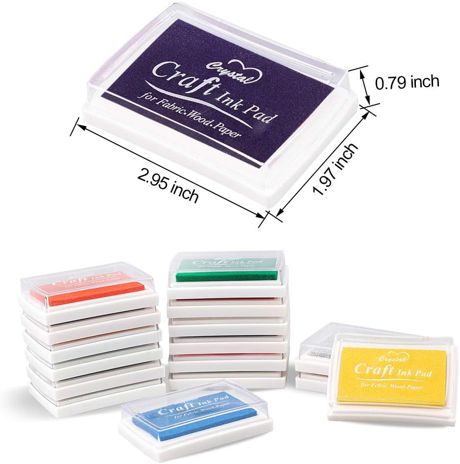 Finger Ink Pads for Kids Washable Craft Ink Stamp Pads, 16 Color DIY for Rubber Stamps, Paper, Scrapbooking, Wood Fabric, Best Gift for Kids