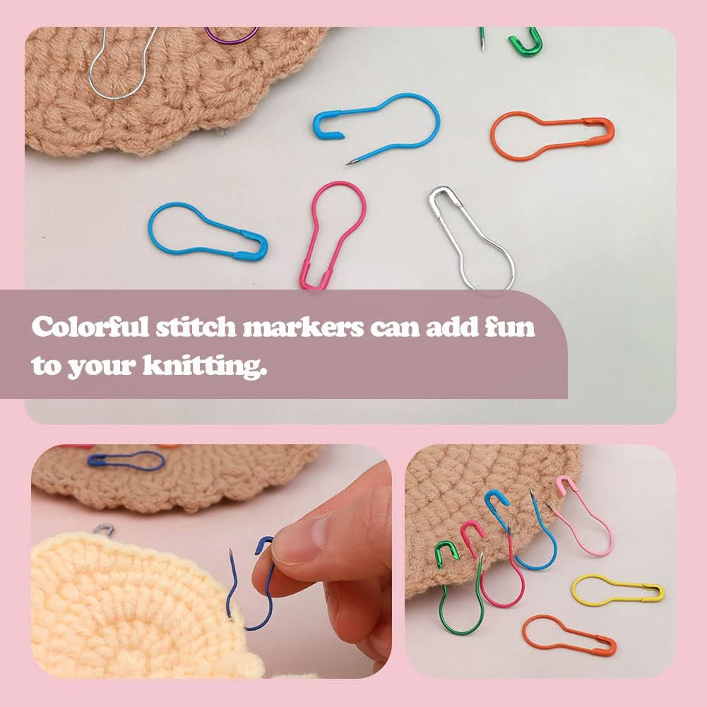 600 PCS Safety Pins, Colorful Metal Knitting Bulb Pins with Storage Box 15 Colors Stitch Markers for Clothing Labels Crochet Stitch Markers DIY Craft Project