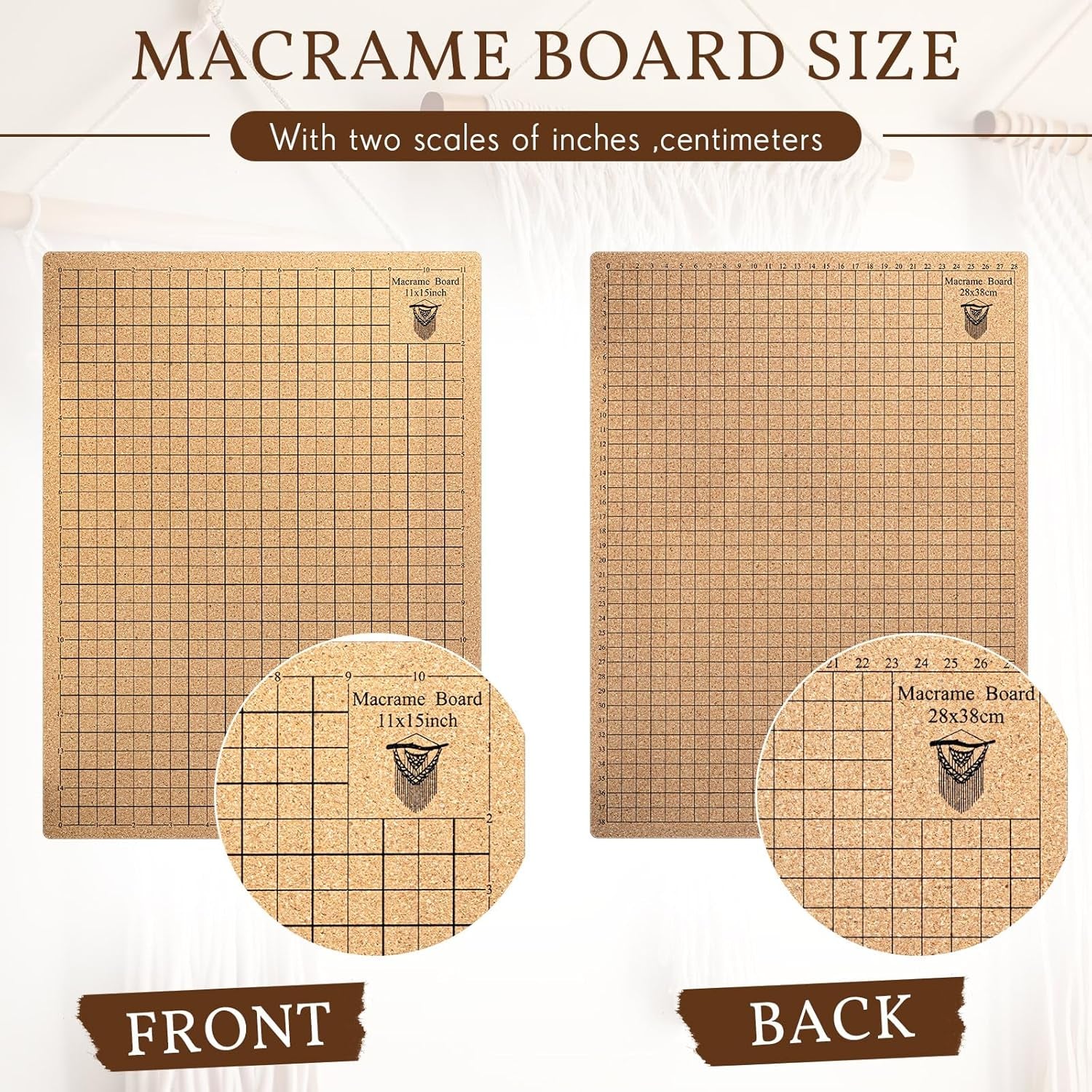 104 Pcs 12X16 Inch Macrame Board and Metal Adjustable Holder with T Pins Clips Macrame Supplies Double Sided Grids Macrame Project Board Macrame Tools for Braiding Cording Bracelet Creating