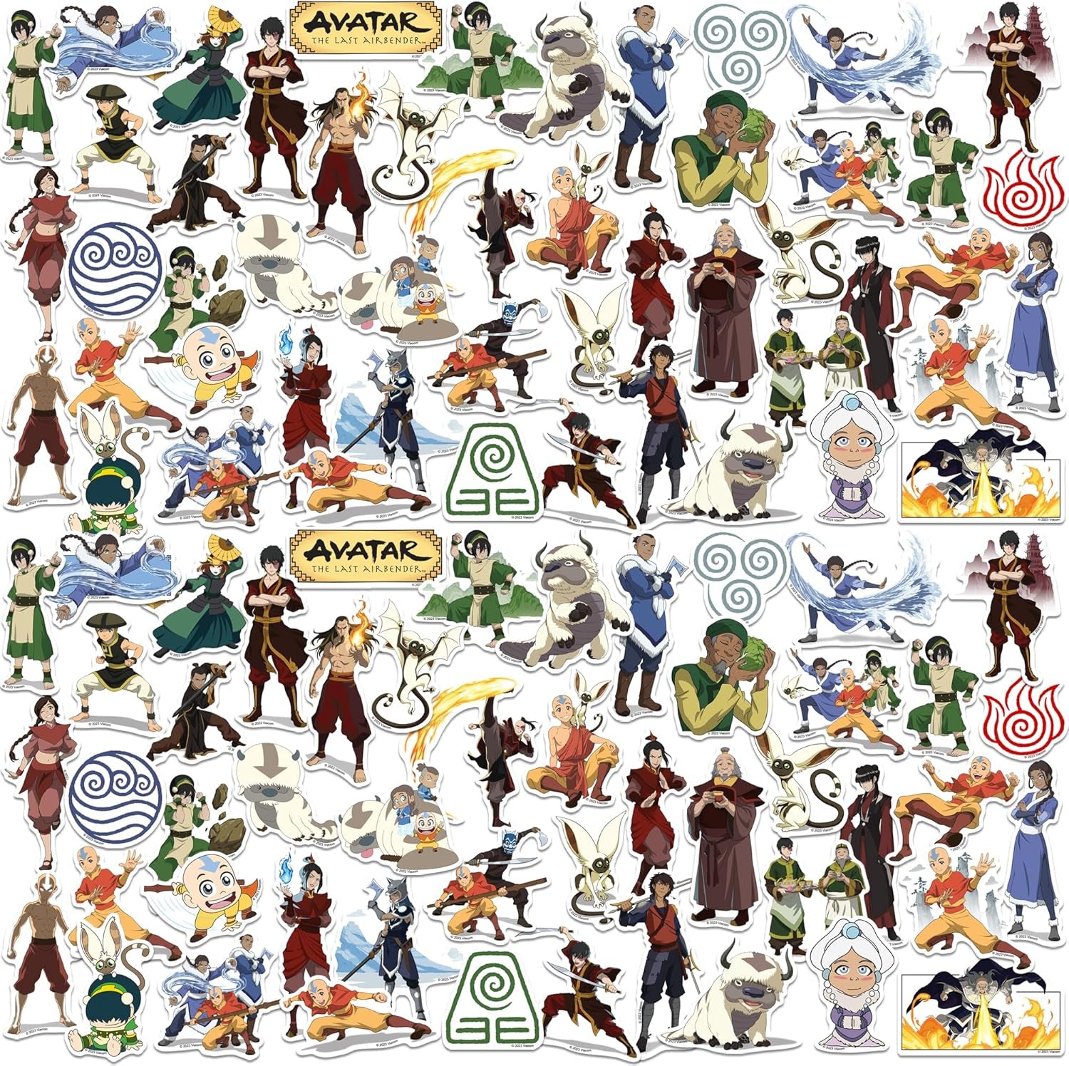 Avatar the Last Airbender 50Ct Vinyl Large Deluxe Stickers Variety Pack - Laptop, Water Bottle, Scrapbooking, Tablet, Skateboard, Indoor/Outdoor - Set of 50