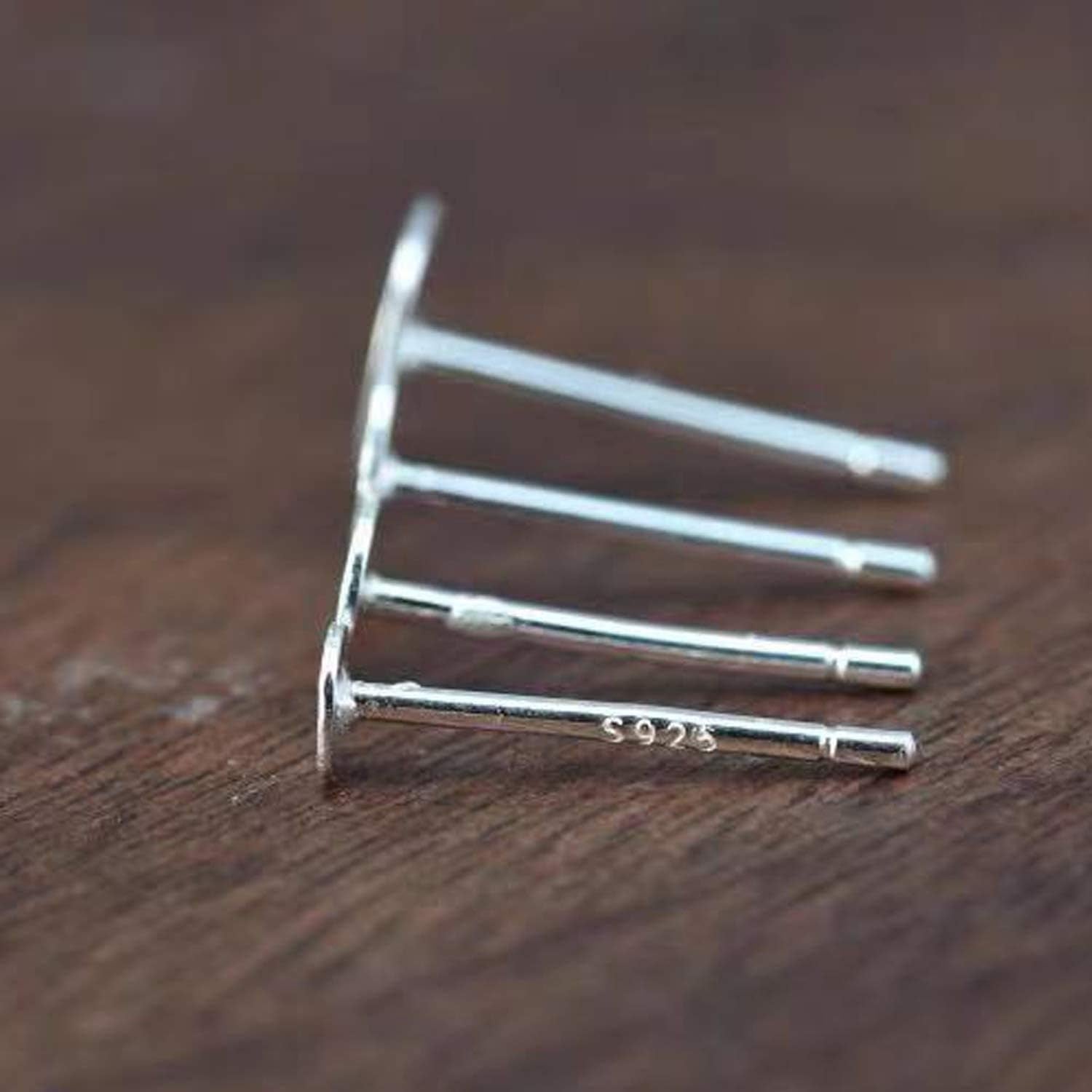 25Pair 925 Sterling Silver Earrings Posts Flat Pad Ear Stud Hypoallergenic Blank Earring Pins with 925 Sterling Silver Earring Backs for Jewelry Making Findings(6Mm)