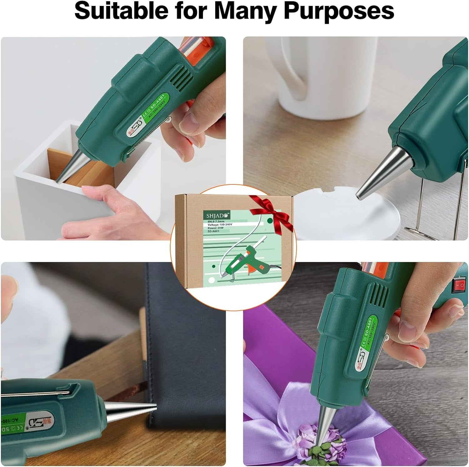 Hot Glue Gun with 30 Glue Sticks, Fast Preheating Hot Melt Gun, Mini Glue Gun Kit for Kids DIY School Craft Projects and Quick Home Repairs, 20W Green