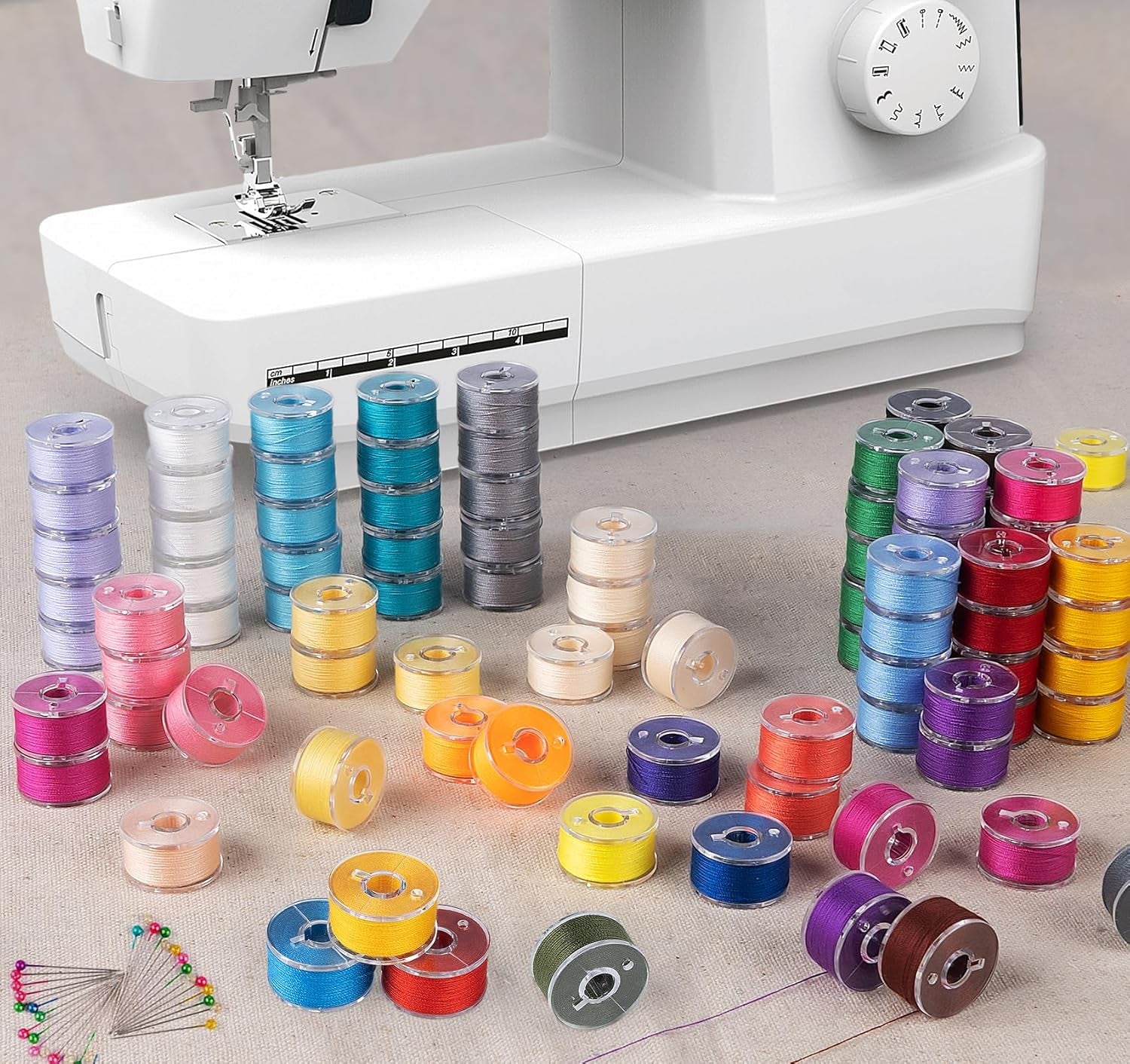 210 Pcs Bobbins Sewing Thread, Sizea Class15 Prewound Sewing Bobbins for Sewing Machine, 36 Colors Polyester Sewing Threads Compatible for Brother/Singer/Babylock/Janome Machine, 60WT