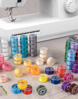 210 Pcs Bobbins Sewing Thread, Sizea Class15 Prewound Sewing Bobbins for Sewing Machine, 36 Colors Polyester Sewing Threads Compatible for Brother/Singer/Babylock/Janome Machine, 60WT