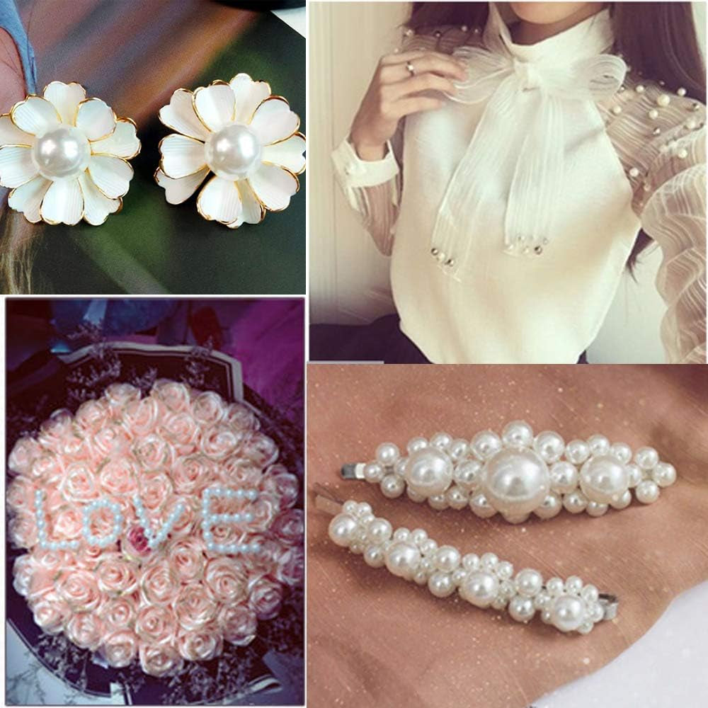 4 Size 330Pcs Assorted Pearls Beads No Holes White Pearls Beads 5Mm, 6Mm, 8Mm, 12Mm Pearls for DIY, Table Scatter, Wedding, Birthday Party, Home Decoration