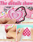 Embroidered Preppy Iron on Patches: 35PCS Pink Embroidery Sew on Applique Patch for Clothing