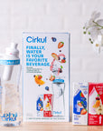 Cirkul 22 oz Starter Kit | Plastic Water Bottle with Blue Lid & 2 Flavor Cartridges (Fruit Punch & Mixed Berry)