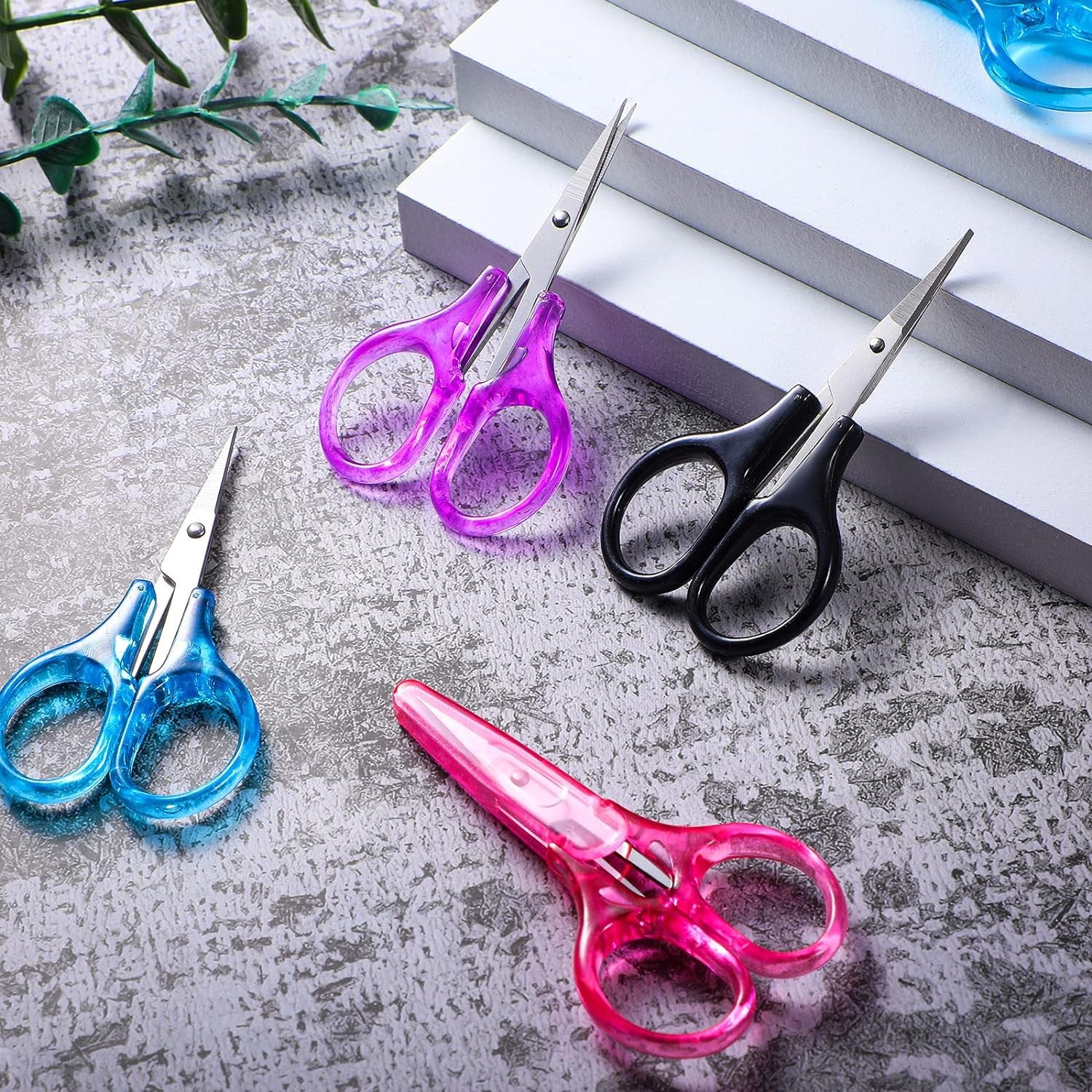 Detail Mini Craft Scissors Set Stainless Steel Scissors with Protective Cover Straight Tip Sewing Small Scissors for Crafting Facial Hair Trimming Travel School DIY Projects (Regular Color, 25 Pcs)