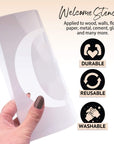 Welcome Stencil, Stencils for Painting on Wood Reusable, Own DIY Projects, Gifts and More, Easy to Use Large Letter Stencil – Horizontal and Vertical (Welcome Stencil)