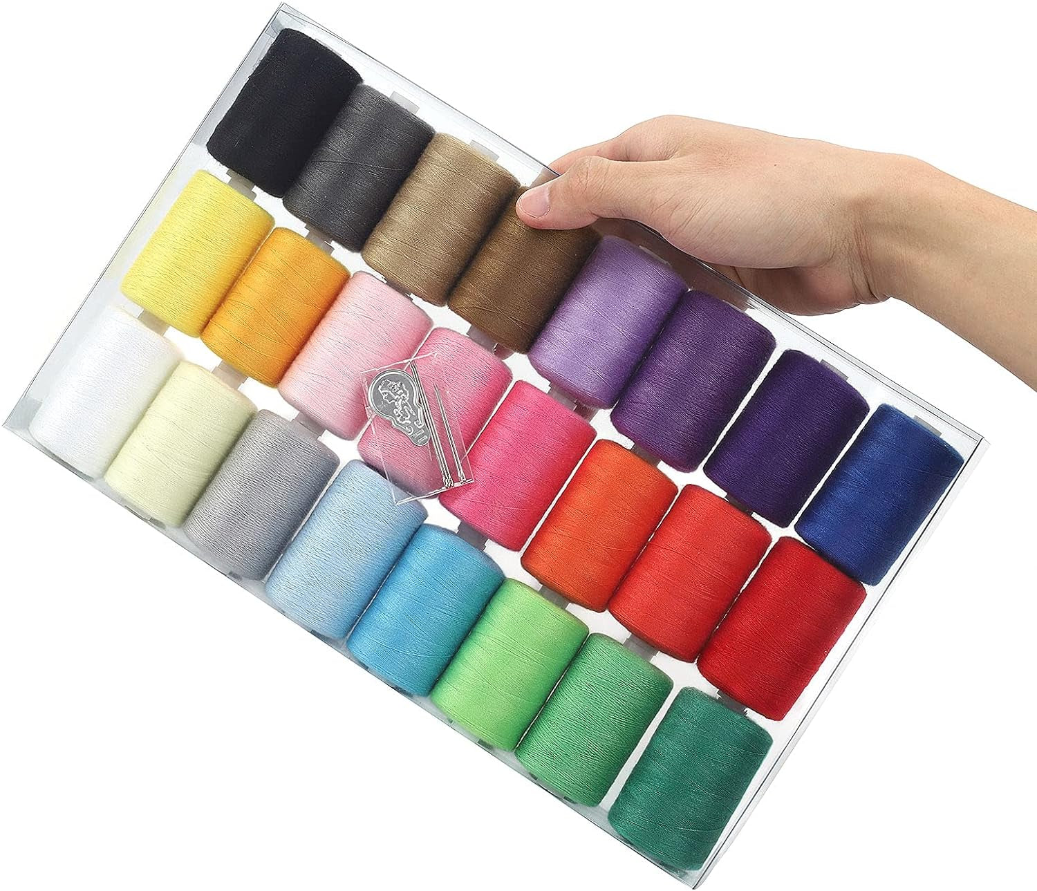 Sewing Thread Assortment Cotton Spools Thread Set for Hand & Machine Sewing, Quilting, Embroidery - 24 Colors 1000 Yards Each