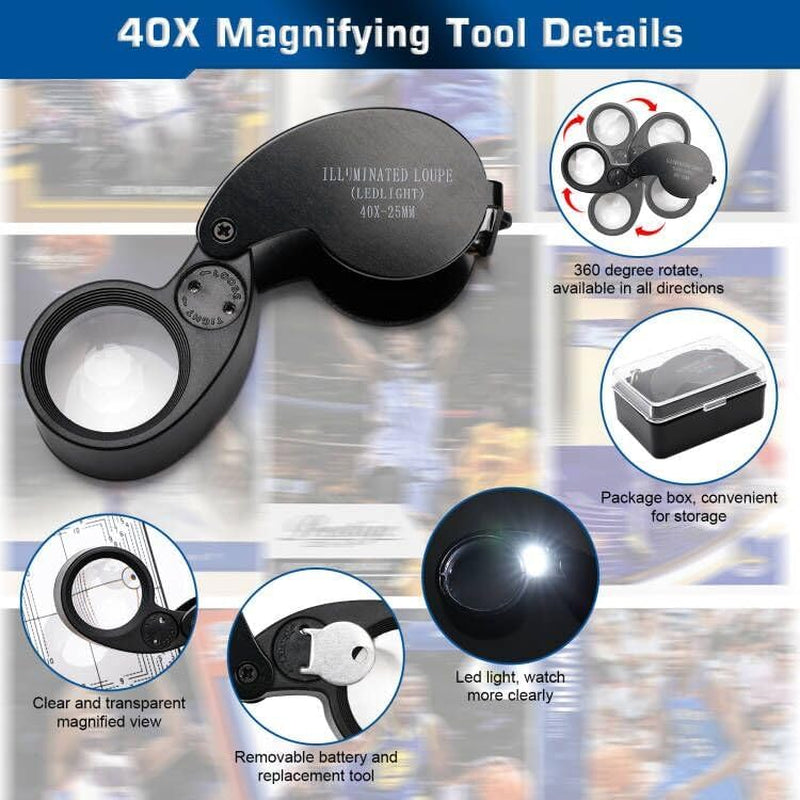 Card Grading Centering Tool Kit, Card Center Tool with 30X Magnifying Tool, 2 Pcs Clean Cloth, Centering Guide Card Tools