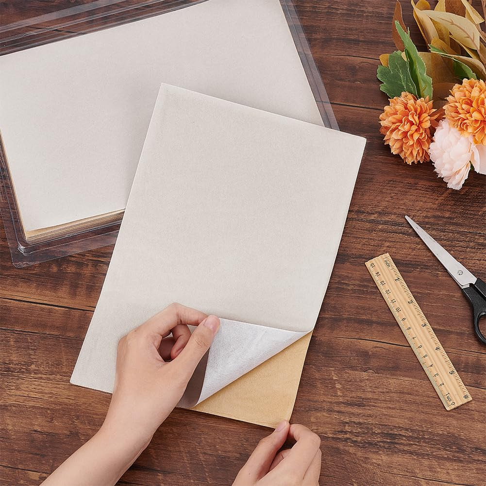20PCS Velvet (Light Grey) Fabric Sticky Back Adhesive Back Sheets, A4 Sheet (8.3" X 11.8"), Self-Adhesive Durable Multi-Purpose Fabric, Ideal for Halloween Art and Craft Making