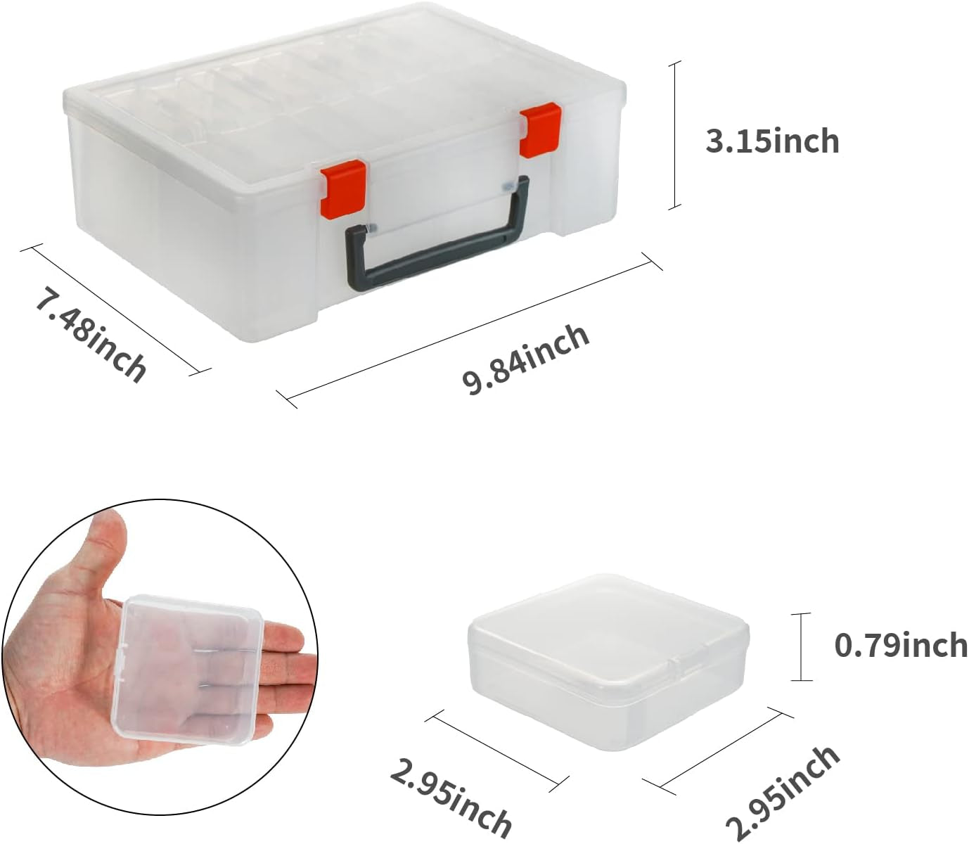 18 Pieces Small Plastic Craft 0Rganizers and Storage, Transparent Box with Hinged Lid for Storage of Jewelry, Diamonds, DIY Art Craft Accessory