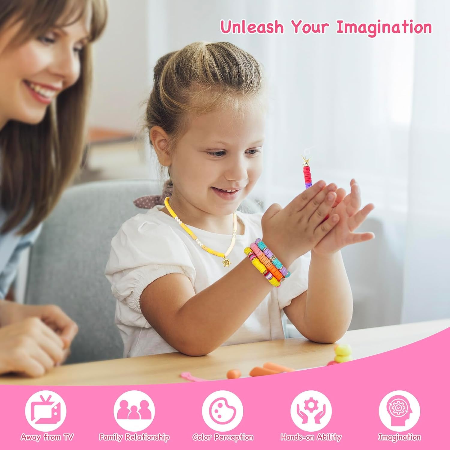 15000Pcs Clay Beads Bracelet Making Kit, 96 Colors Polymer Heishi Beads with Charms Pendant Charms Elastic Strings,Diy Arts Friendship Crafts Gifts for Girls