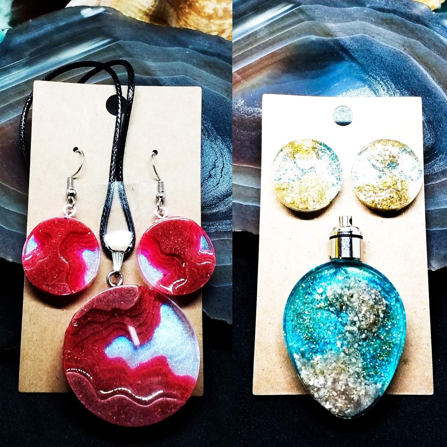 Island Resin Pendant Molds, (4 Pack) Ocean Themed Style Silicone Epoxy Molds for DIY Jewelry Pendant Necklace Keychain Jewel and Resin Crafts